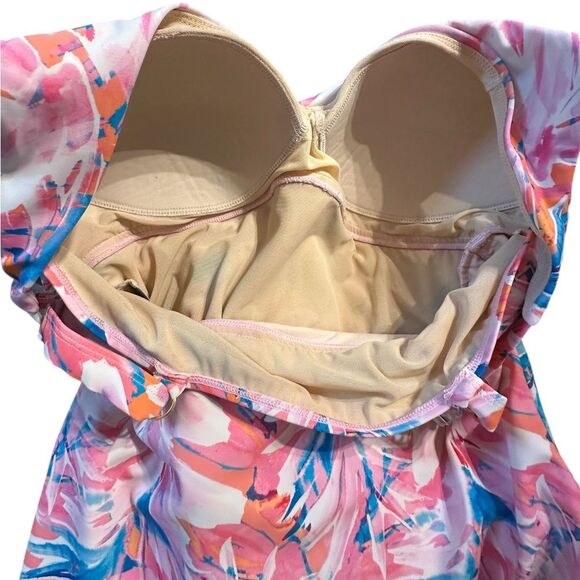 Kim Gravel x Swimsuits For All Sarong 1-Piece Fully lined. Maui Sherbet Size 16 - Picture 5 of 9